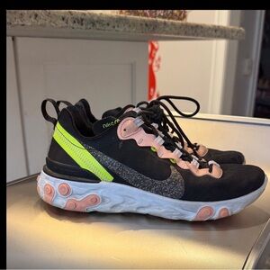 Nike Black and Pink Sneakers with Neon Accents